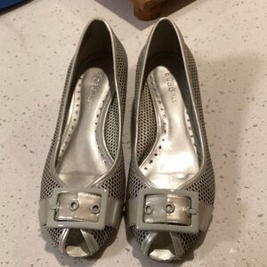 BCBGirls Silver Peep-Toe Flats